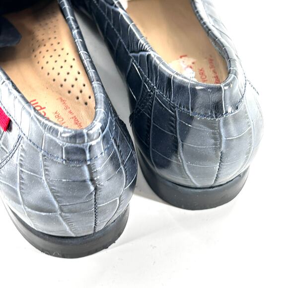Marc Joseph Madison Ave Loafers 7 NWOT Navy Blue Leather Flats Croc Academia - Picture 6 of 9